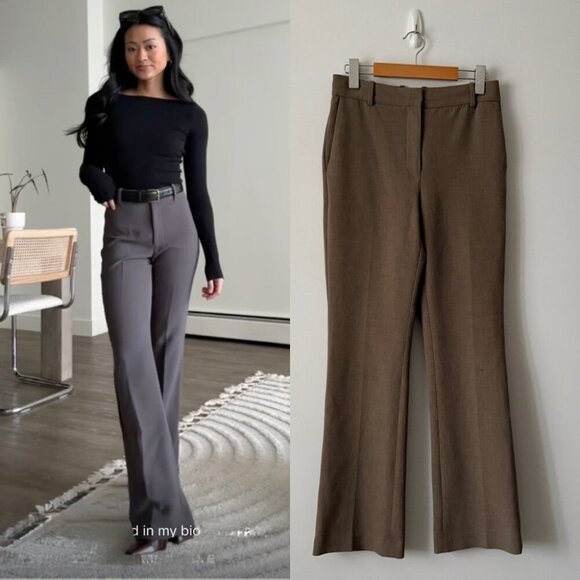 Aritzia Babaton Publish Pant High Waisted Boot Cut Mocha Tan Brown Size 4 - Picture 1 of 11